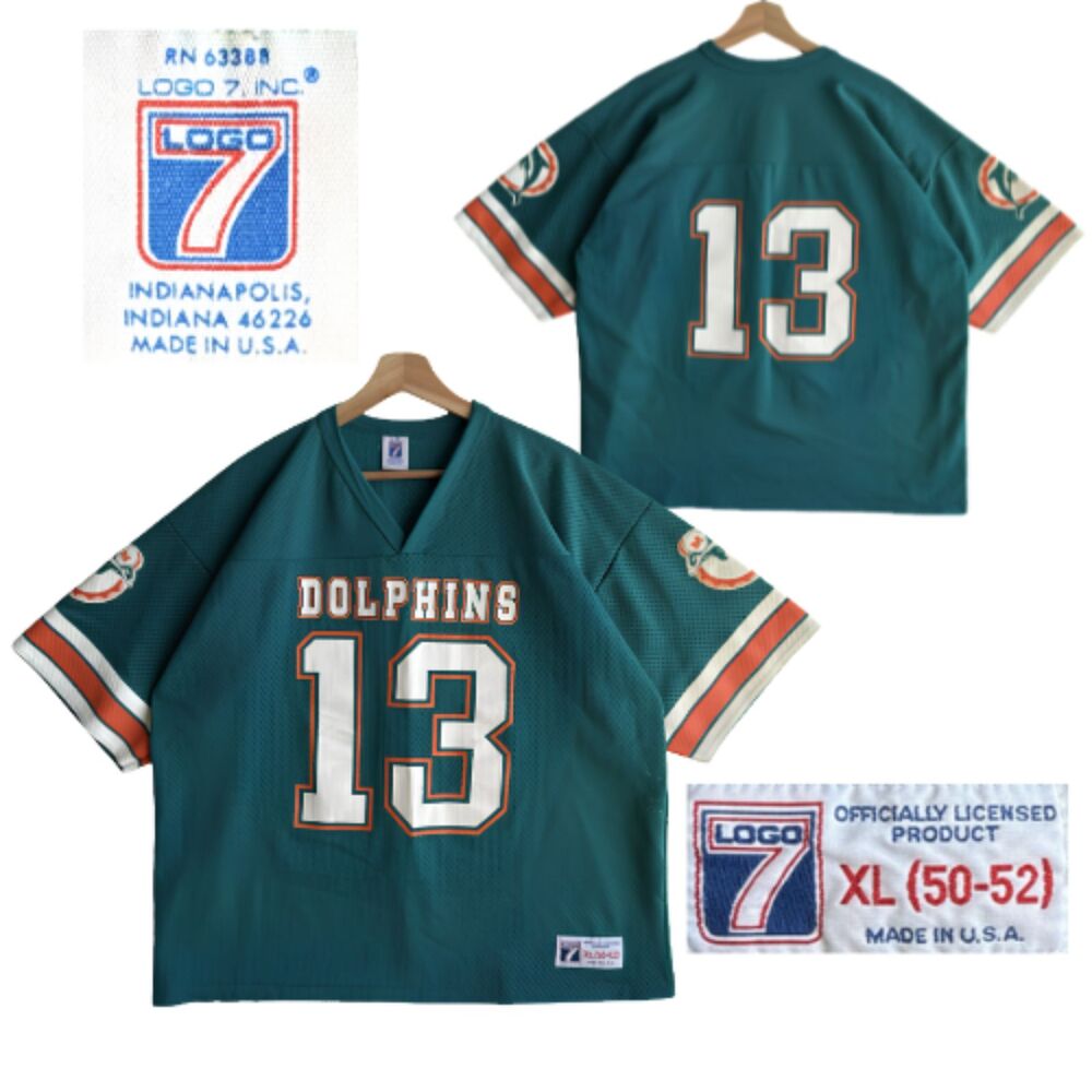 Vintage Logo 7 #13 Dan Marino / Miami Dolphins NFL Jersey Men's Size XL 50-52